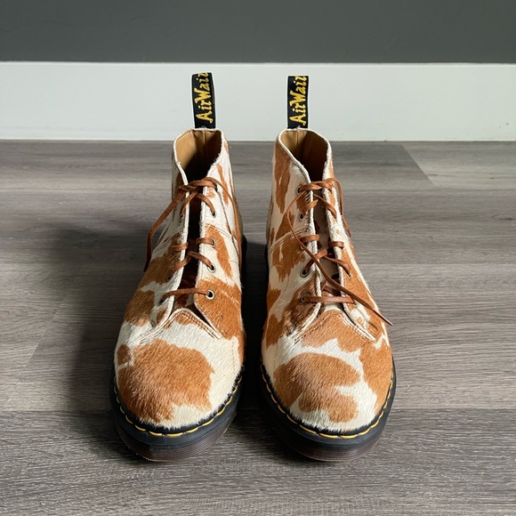 Dr. Martens Cowprint Hair-On Leather Boots – Tan & White, Rare, Unisex - Picture 2 of 7